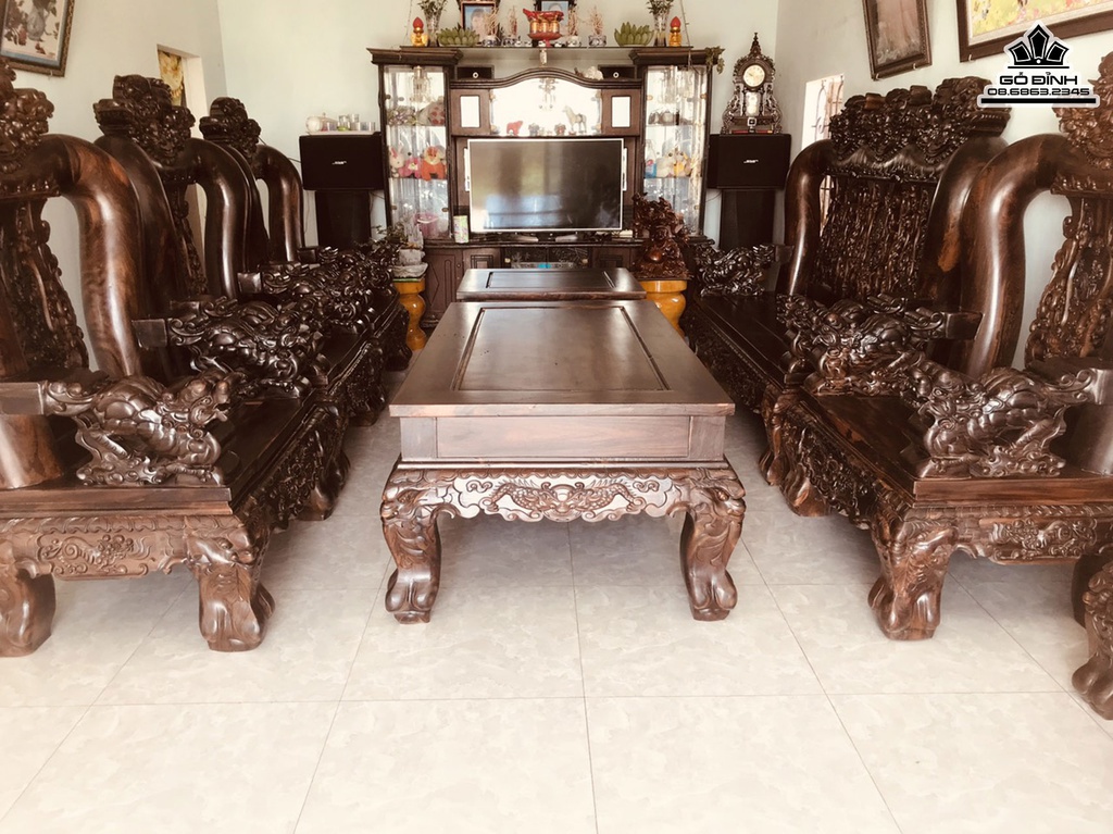 Bộ Bàn Ghế Nghê Gỗ Chiu Liu Cột 20 1