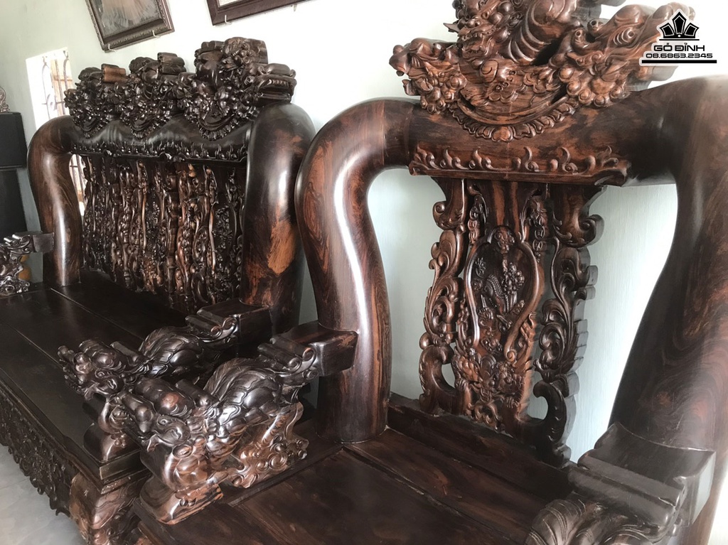 Bộ Bàn Ghế Nghê Gỗ Chiu Liu Cột 20 4