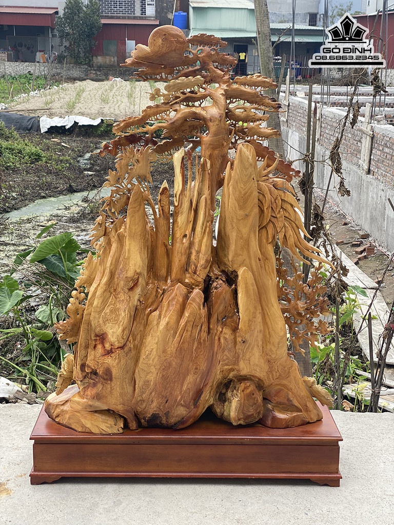 Tượng Gia Đình Gà Gỗ Hương Cao 166 Ngang 110 Sâu 35 (cm) 2