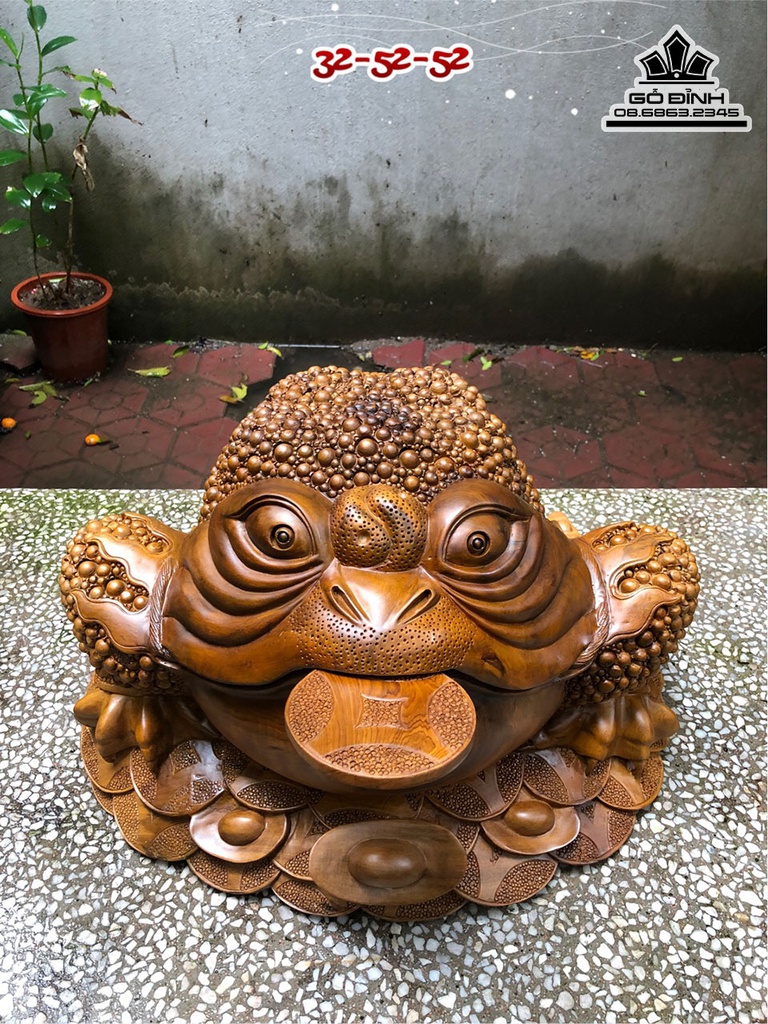 Tượng Cóc Gỗ Bách Xanh Cao 32 Ngang 52 Sâu 52 (cm) 1