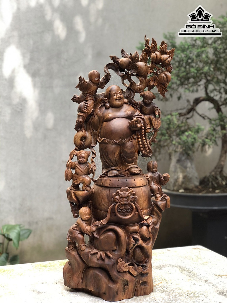Tượng Phật Di Lặc Gỗ Bách Xanh Cao 82 Ngang 38 Sâu 23 (cm) 0