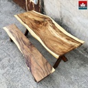 Bộ Bàn Ghế Ăn Gỗ Me Tây Nguyên Khối Dài 214 Rộng 73-84-72 (cm)