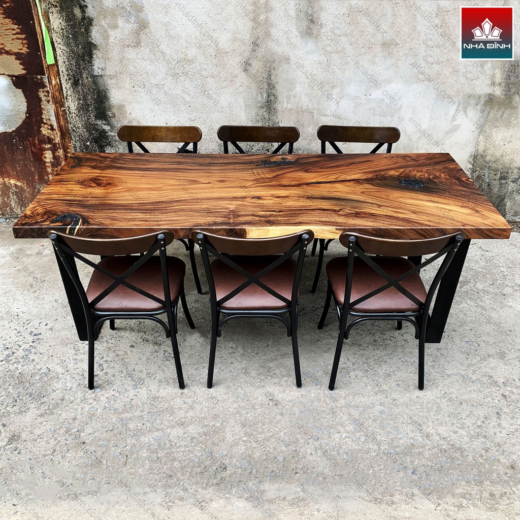 Bàn Ăn 6 Ghế Gỗ Me Tây Dài 206 Rộng 89 Cao 75 (cm) 1
