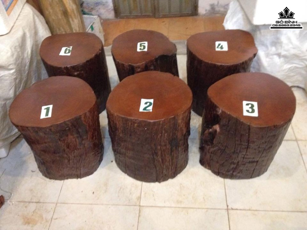 Bộ 6 Đôn Gỗ Nguyên Khối Gỗ Sao Xanh Cao 41 Mặt 37-33(cm)DS361 4