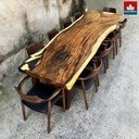 Bàn Ăn 10 Ghế Gỗ Me Tây Nguyên Khối Dài 300 Rộng 90-95 Dày 7 Cao 78 (cm)