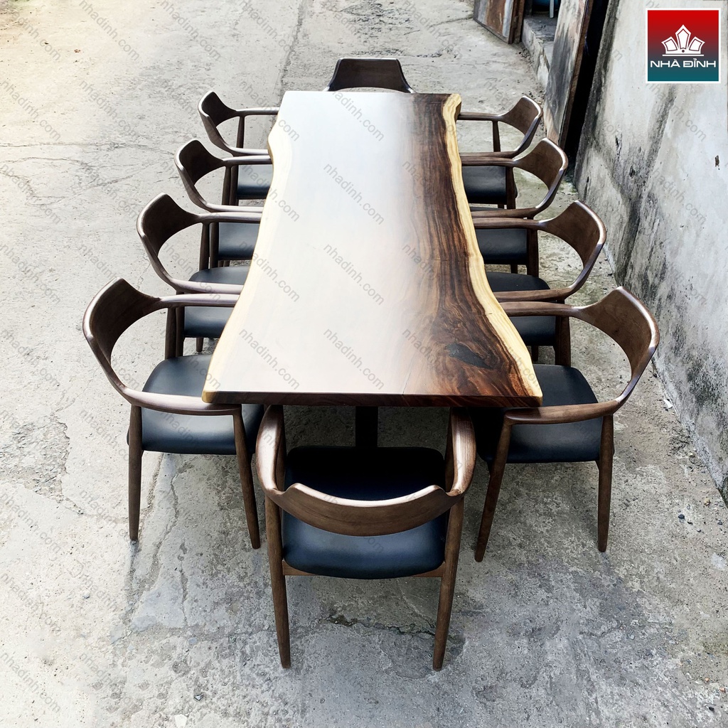 Bàn Ăn 10 Ghế Gỗ Me Tây Dài 240 Rộng 80 Cao 75 (cm) 1