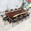 Bàn Ăn 10 Ghế Gỗ Me Tây Dài 240 Rộng 80 Cao 75 (cm)2