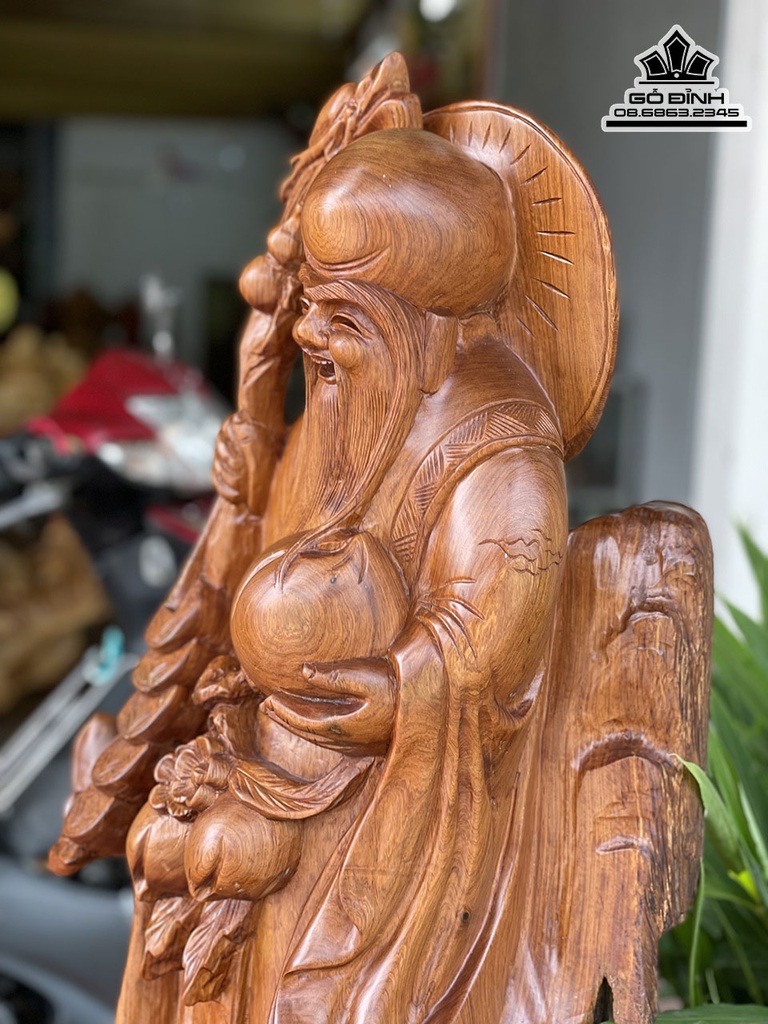 Tượng Ông Thọ Gỗ Hương Việt Cao 124 Ngang 57 Sâu 45 (cm) 2