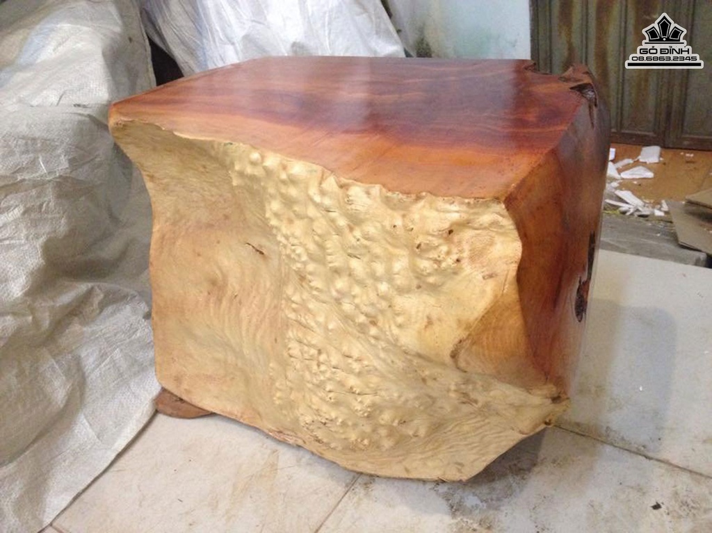 Đôn Gỗ ,Đôn Gốc Cây Nguyên Khối Gỗ Nu Xá Xị (Gù Hương) Cao 40 Ngang 58 Sâu 38 Mặt 52-34 (cm)DX201 1