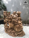 Tượng Phât Di Lặc Ngũ Phúc Cầm Trái Đào Gỗ Ngọc Am Cao 52 Ngang 55 Sâu 28 (cm) 1