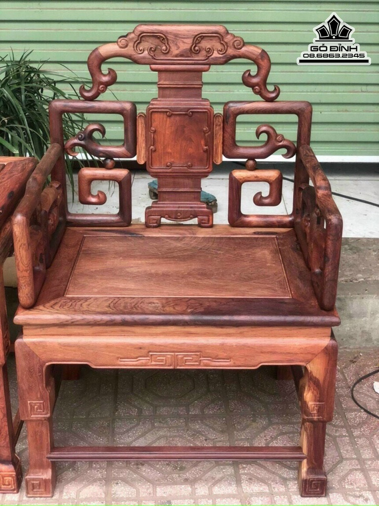 Bộ Bàn Ghế Triện Móc Gỗ Cẩm Việt  Ghế Cao 97 Ngang 67 Sâu 52 Đôn Cao 69 Ngang 38 Sâu 48 (cm) 2