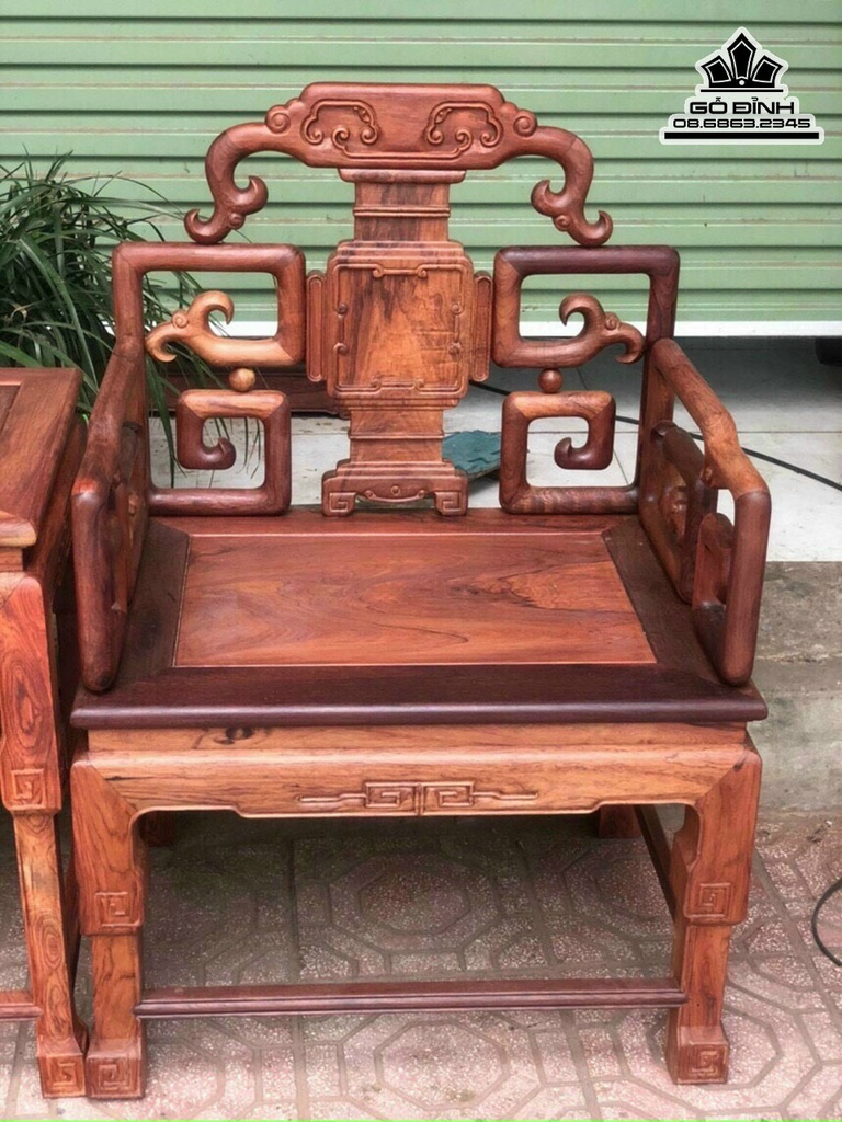 Bộ Bàn Ghế Triện Móc Gỗ Cẩm Việt  Ghế Cao 97 Ngang 67 Sâu 52 Đôn Cao 69 Ngang 38 Sâu 48 (cm) 8