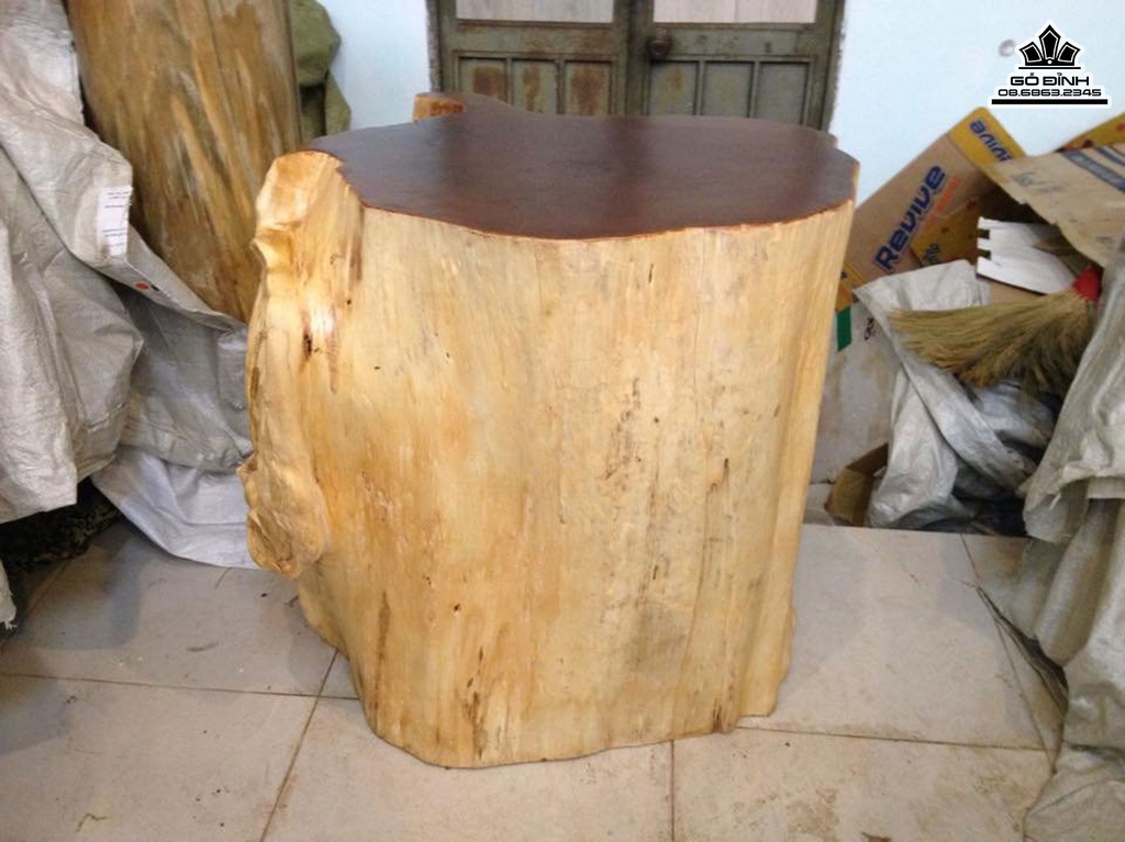 Đôn Gỗ ,Đôn Gốc Cây Nguyên Khối goxLim Đá Cao 60 Ngang 64 Sâu 50 Mặt 54-46 (cm)DL8059