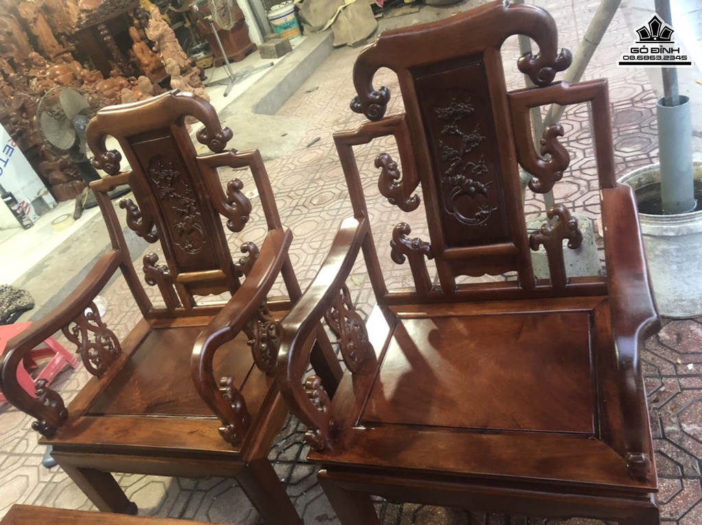 Bộ Bàn Ghế Như Ý 6 Món Gỗ Hương Việt Bàn Cao 49 Ngang 115 Sâu 55 Ghế Cao 104 Ngang 62 Sâu 52 (cm) 1