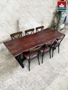 Bàn 6 Ghế Gỗ Me Tây Nguyên Khối Dài 213 Rộng 90-80-79 Dày 4,8 Cao 75 (cm)1