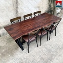 Bàn 6 Ghế Gỗ Me Tây Nguyên Khối Dài 213 Rộng 90-80-79 Dày 4,8 Cao 75 (cm) 2