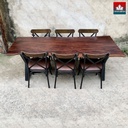 Bàn 6 Ghế Gỗ Me Tây Nguyên Khối Dài 213 Rộng 90-80-79 Dày 4,8 Cao 75 (cm) 3