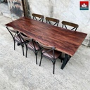 Bàn 6 Ghế Gỗ Me Tây Nguyên Khối Dài 213 Rộng 90-80-79 Dày 4,8 Cao 75 (cm) 4