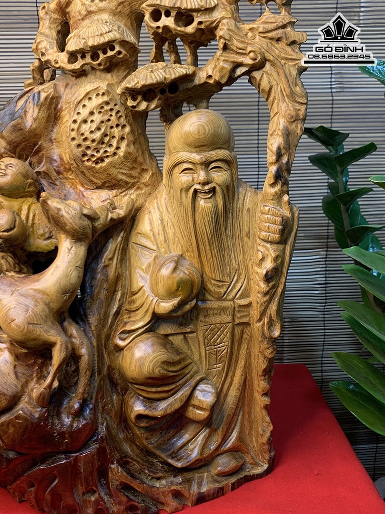 Tượng Ông Thọ Gỗ Nu Pơ Mu Cao 60 Ngang 38 Sâu 24 (cm) 1