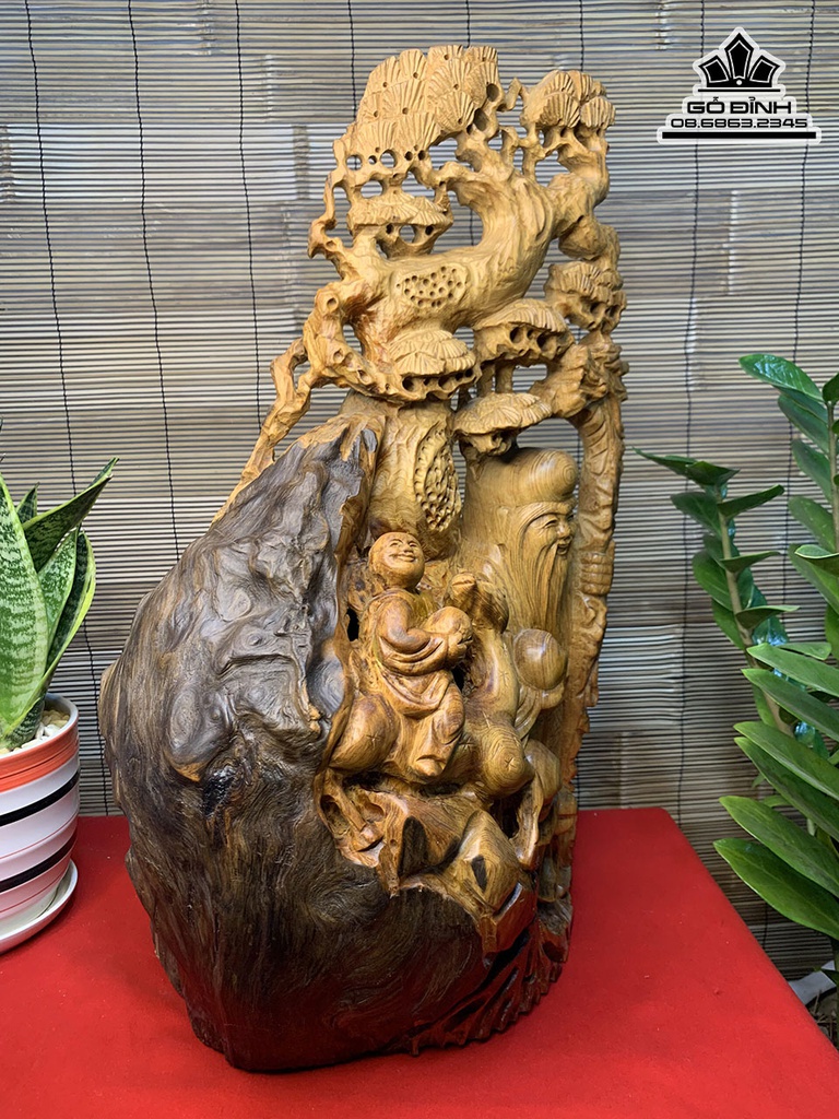 Tượng Ông Thọ Gỗ Nu Pơ Mu Cao 60 Ngang 38 Sâu 24 (cm)5