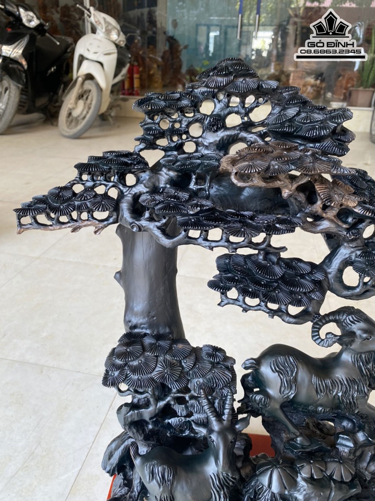 Tượng Dê (Tam Dương) Gỗ Mun Sừng Cao 56 Ngang 50 Sâu 28 (cm)7