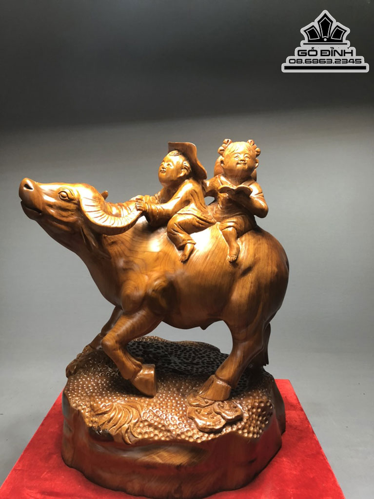 Tượng Tiểu Đông Chăn Trâu Gỗ Ngọc Am Liền Khối Cao 47 Ngang 36 Sâu 30 (cm) 0