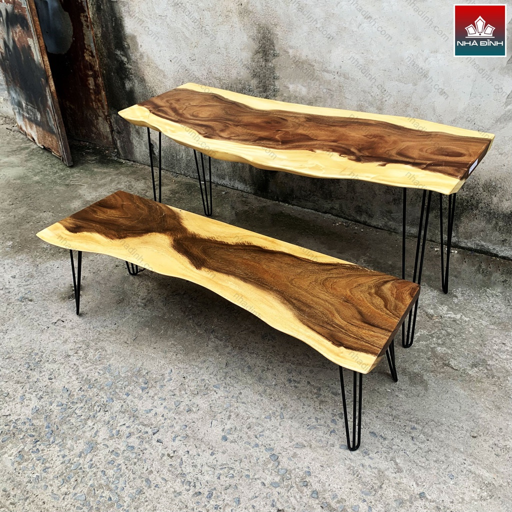 Bộ Bàn Học Gỗ Me Tây Dài 149 Rộng 55-60 Cao 75 (cm) 0