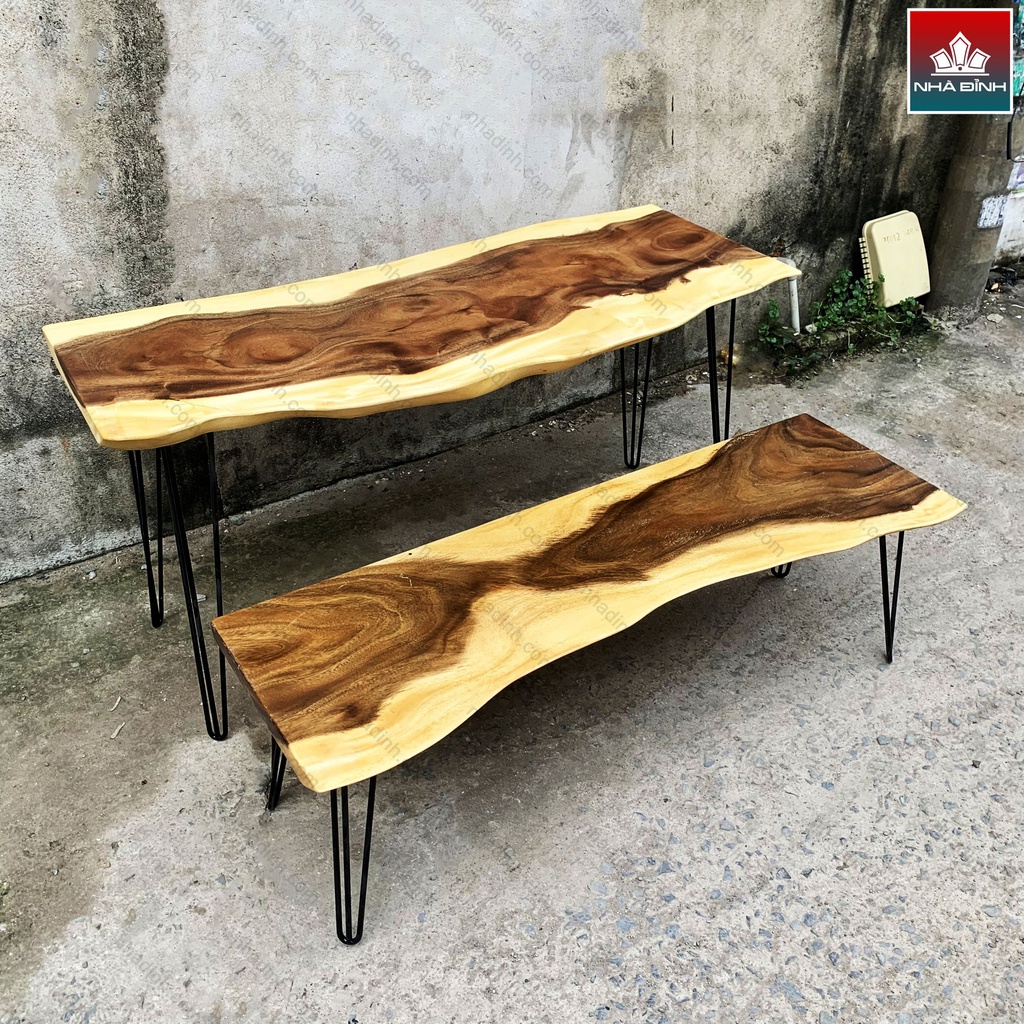Bộ Bàn Học Gỗ Me Tây Dài 149 Rộng 55-60 Cao 75 (cm)1
