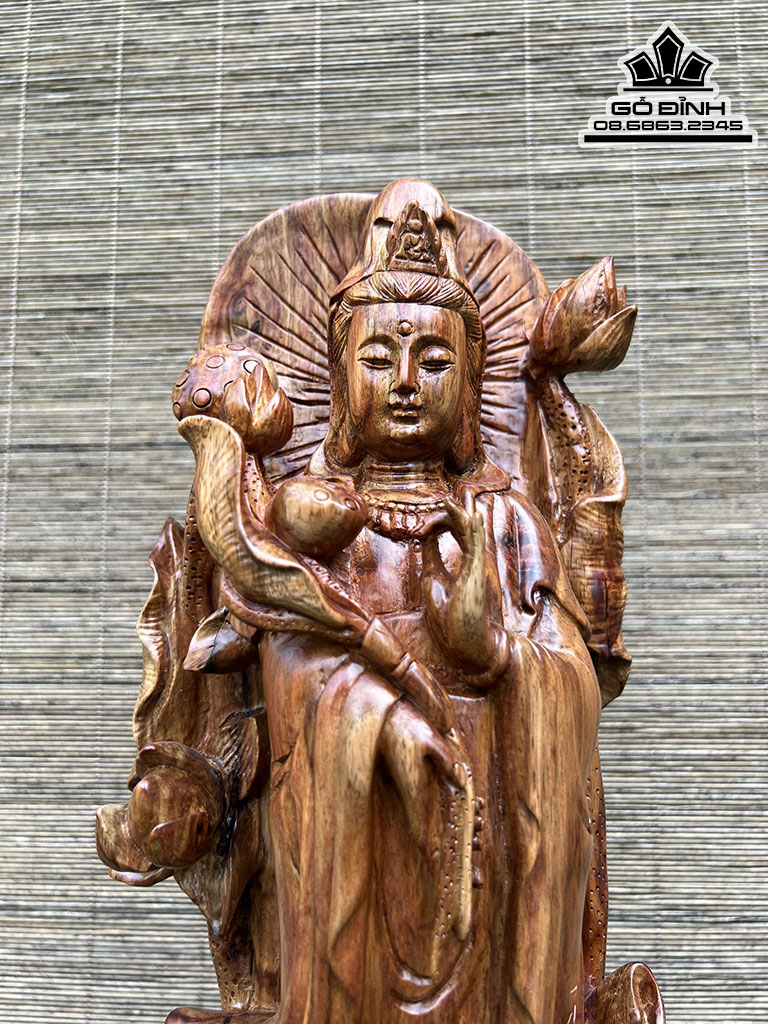 Tượng Phật Quan Âm Gỗ Sưa Cao 48 Ngang 16 Sâu 12 (cm) 2