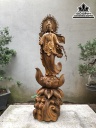 Tượng Phật Quan Âm Gỗ Bách Xanh Cao 128 Ngang 40 Sâu 31 (cm) 1