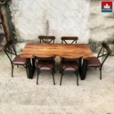 Bàn Ăn 6 Ghế Gỗ Me Tây Dài 160 Rộng 65 Cao 75 (cm) 0