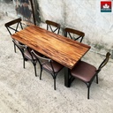 Bàn Ăn 6 Ghế Gỗ Me Tây Dài 160 Rộng 65 Cao 75 (cm)1