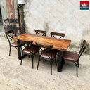 Bàn Ăn 6 Ghế Gỗ Me Tây Dài 160 Rộng 65 Cao 75 (cm)