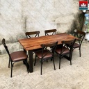 Bàn Ăn 6 Ghế Gỗ Me Tây Dài 160 Rộng 65 Cao 75 (cm)