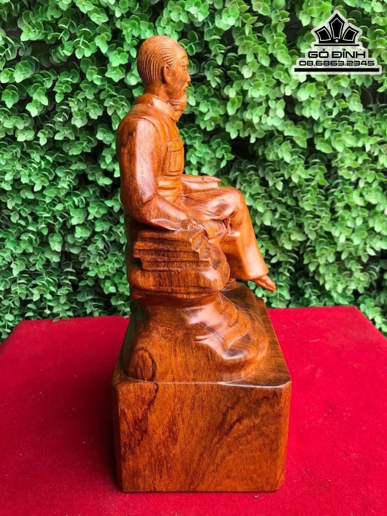 Tượng Bác Hồ Gỗ Hương Cao 27 Ngang 12 Sâu 11 (cm) 3
