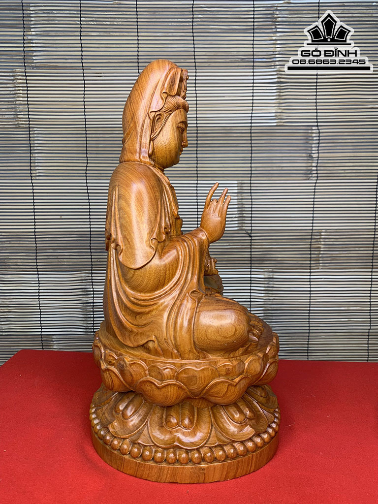 Tượng Phật Quan Âm Gỗ Hương Cao 40 Ngang 19 Sâu 19 (cm) 0