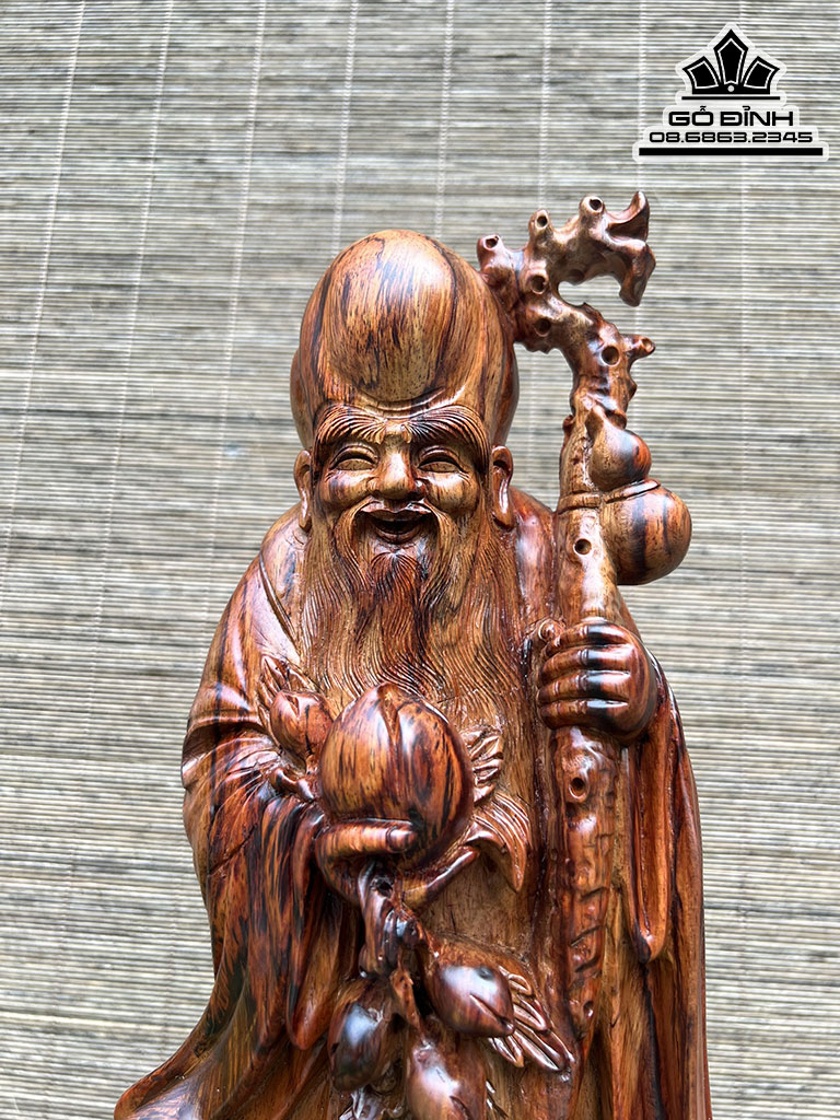 Tượng Ông Thọ Gỗ Sưa Cao 43 Ngang 23 Sâu 14 (cm) 1