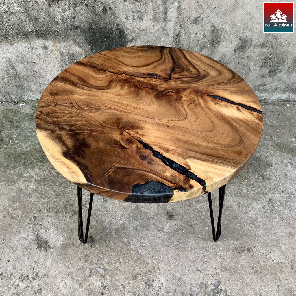 Bàn Tròn Gỗ Me Tây Nguyên Khối Đường Kính 70 Dày 4 Cao 45 (cm)0