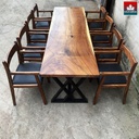 Bàn Ăn 8 Ghế Gỗ Me Tây Nguyên Khối Dài 251 Rộng 75 Cao 75 (cm) 0