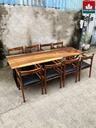 Bàn Ăn 8 Ghế Gỗ Me Tây Nguyên Khối Dài 251 Rộng 75 Cao 75 (cm)1