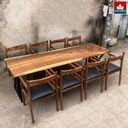 Bàn Ăn 8 Ghế Gỗ Me Tây Nguyên Khối Dài 251 Rộng 75 Cao 75 (cm)