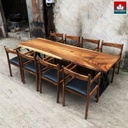 Bàn Ăn 8 Ghế Gỗ Me Tây Nguyên Khối Dài 251 Rộng 75 Cao 75 (cm)