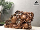 Tượng Di Lặc Kéo Bao Tiền Gỗ Xá Xị Cao 45 Ngang 78 Sâu 20 (cm) 1