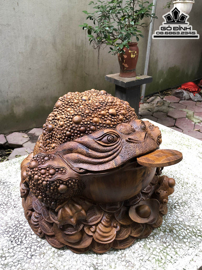 Tượng Thiềm Thừ Gỗ Bách Xanh Cao 35 Ngang 42 Sâu 43 (cm) 0