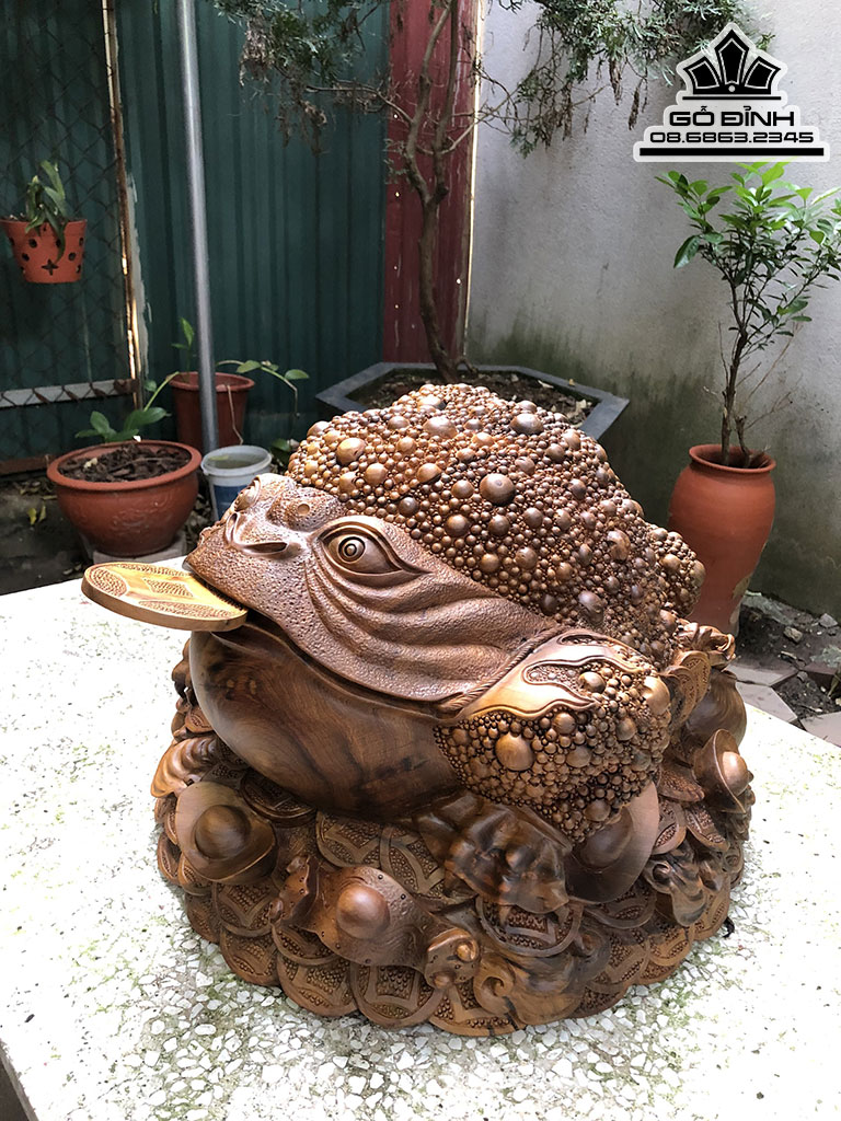 Tượng Thiềm Thừ Gỗ Bách Xanh Cao 35 Ngang 42 Sâu 43 (cm) 1