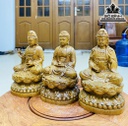 Tượng Tam Thế Phật Để Ô Tô Gỗ Bách Xanh Cao 15 Ngang 8.5 Sâu 8.5 (cm) 0