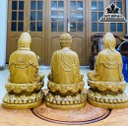 Tượng Tam Thế Phật Để Ô Tô Gỗ Bách Xanh Cao 15 Ngang 8.5 Sâu 8.5 (cm) 1