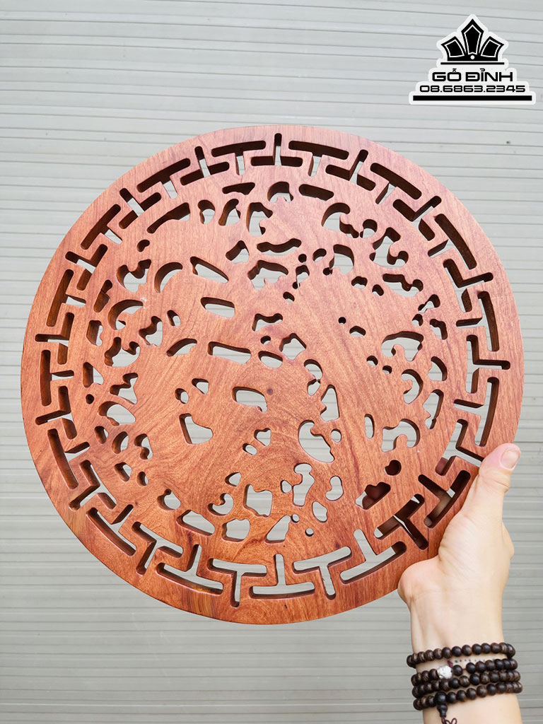 Chữ Phúc Treo Tường Gỗ Hương Đá Nguyên Khối Đường Kính 40 Dày 2.5 (cm) 1