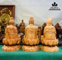 Tượng Tam Thế Phật Gỗ Hương Đá Nguyên Khối Cao 40 Ngang 23 Sâu 23 (cm) 0