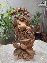 Tượng Phật Di Lặc Vác Cành Đào Gỗ Ngọc Am Cao 60 Ngang 35 Sâu 30 (cm) 2
